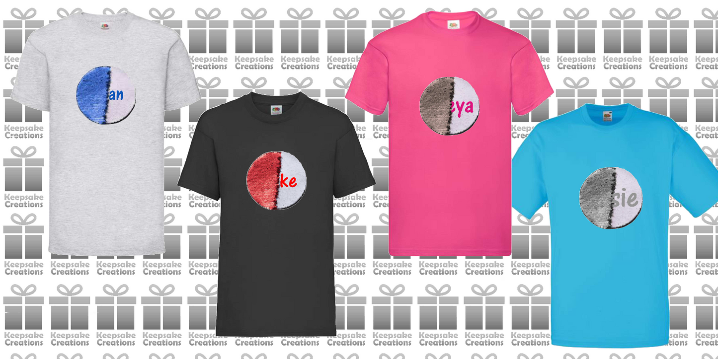 Personalised Unisex Standard Flip Sequin T-shirt #ABGP