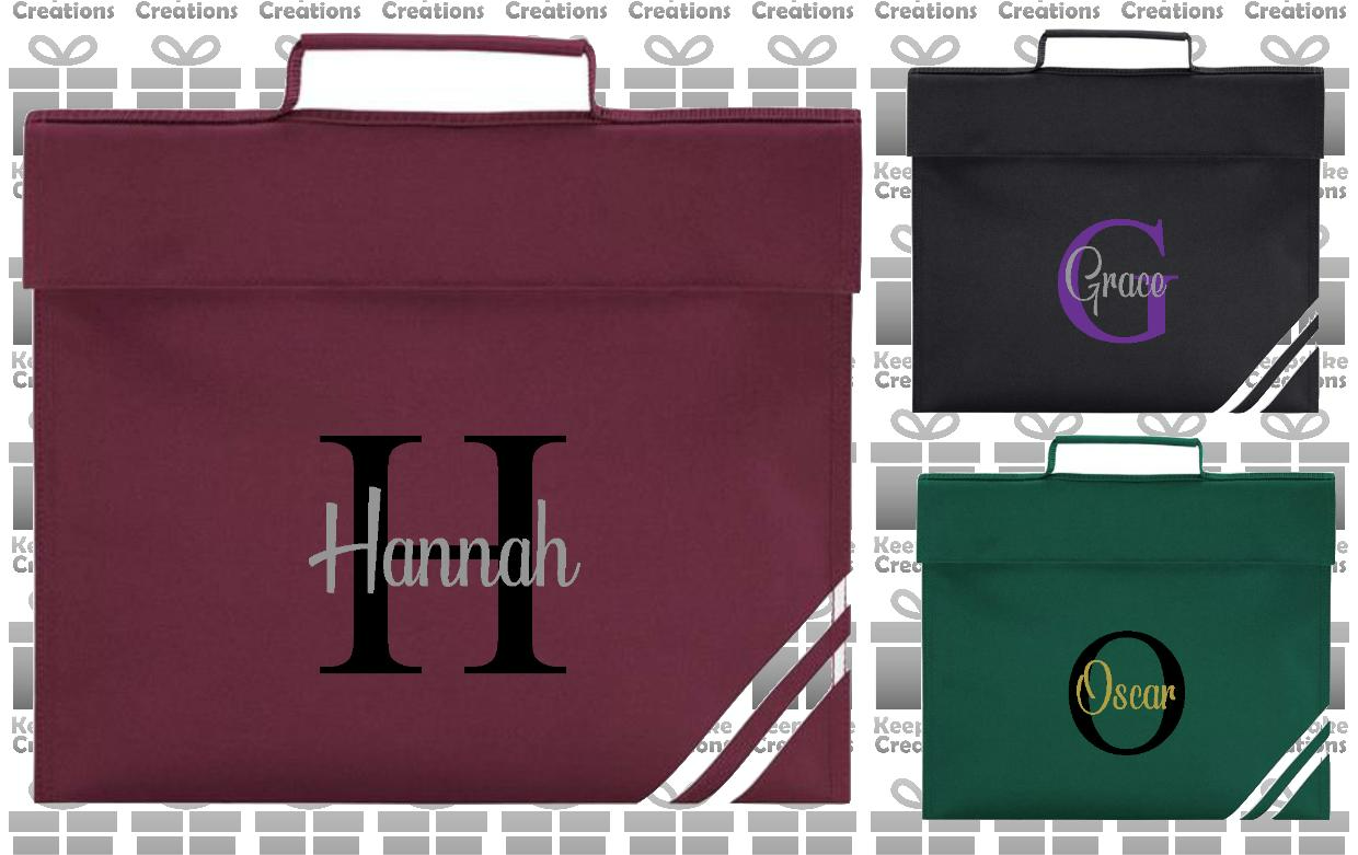 Personalised Monogram CURLY Design Book Bag