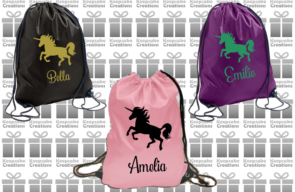 Personalised Unicorn Design Drawstring Gym Bag