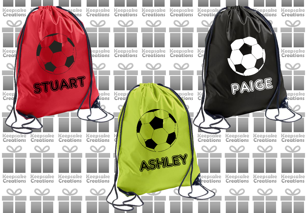 Personalised Football Design Drawstring Gym Bag