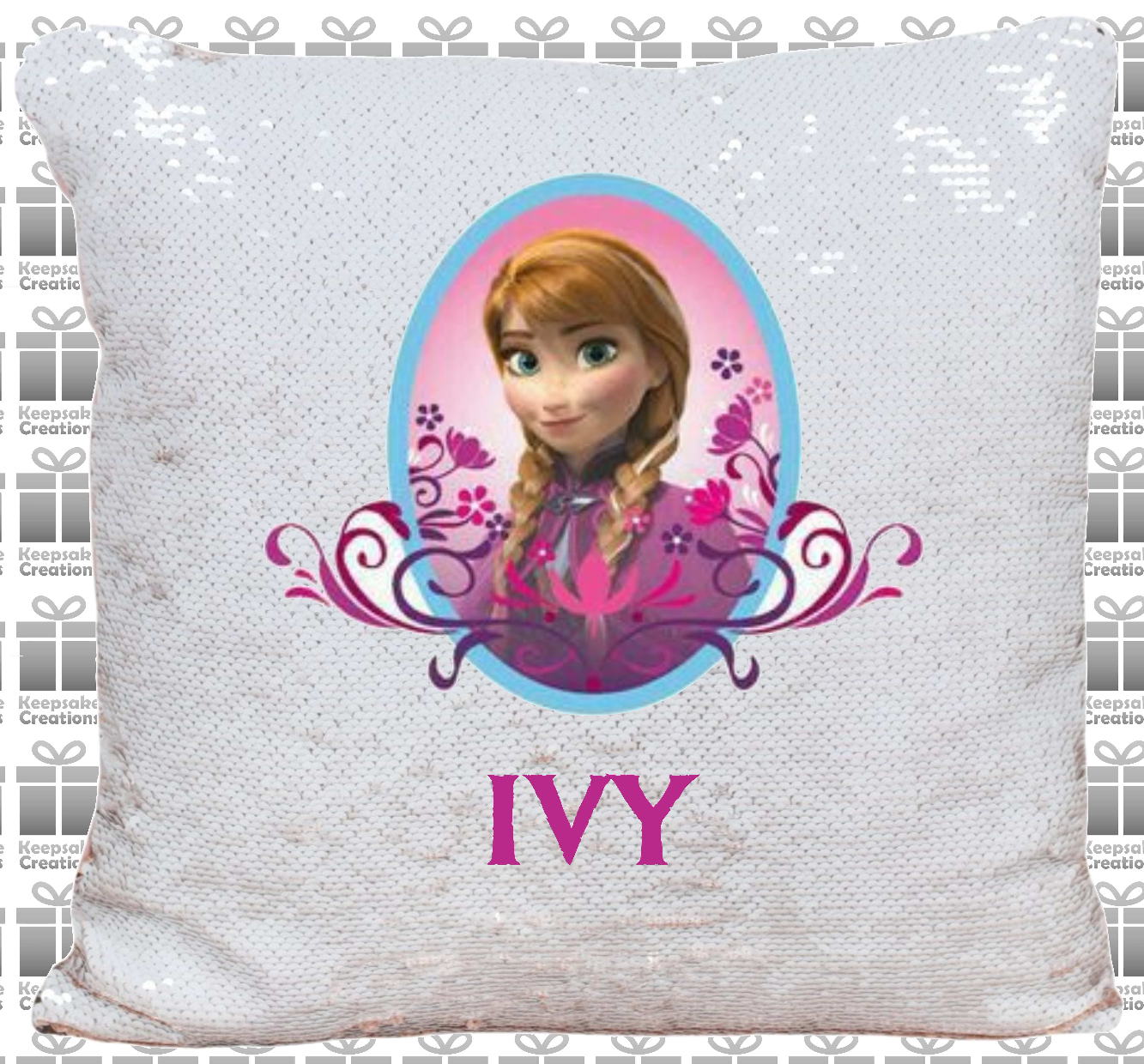 Personalised Frozen Anna Sequin Cushion