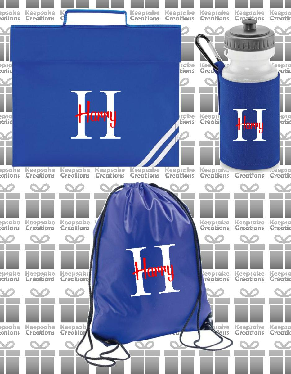 Personalised Monogram CURLY Design School Accessories Bundle #3