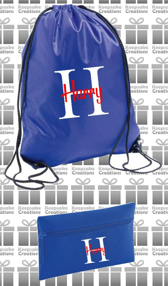 Personalised Monogram CURLY Design School Accessories Bundle #4