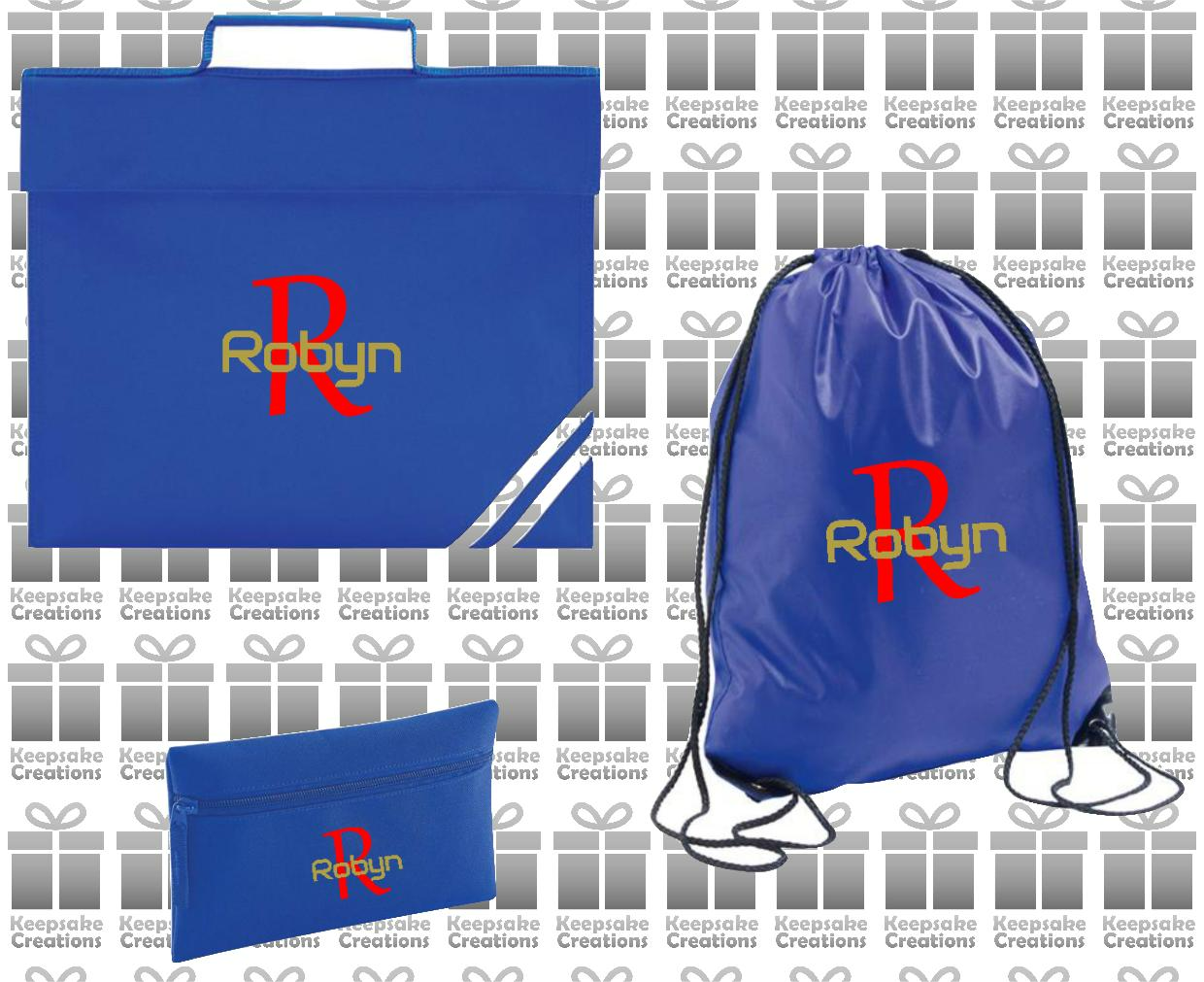 Personalised Monogram STANDARD Design School Accessories Bundle #5
