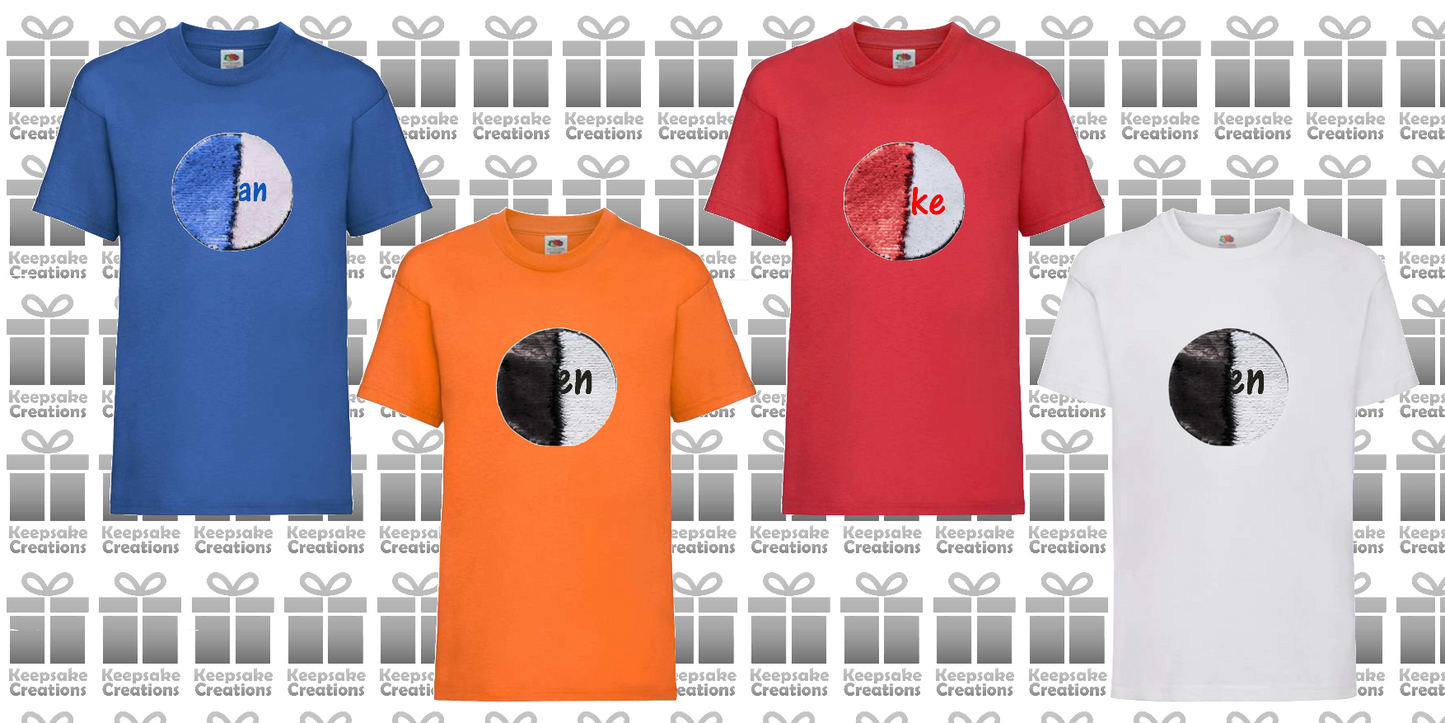 Personalised Unisex Standard Flip Sequin T-shirt #BORW