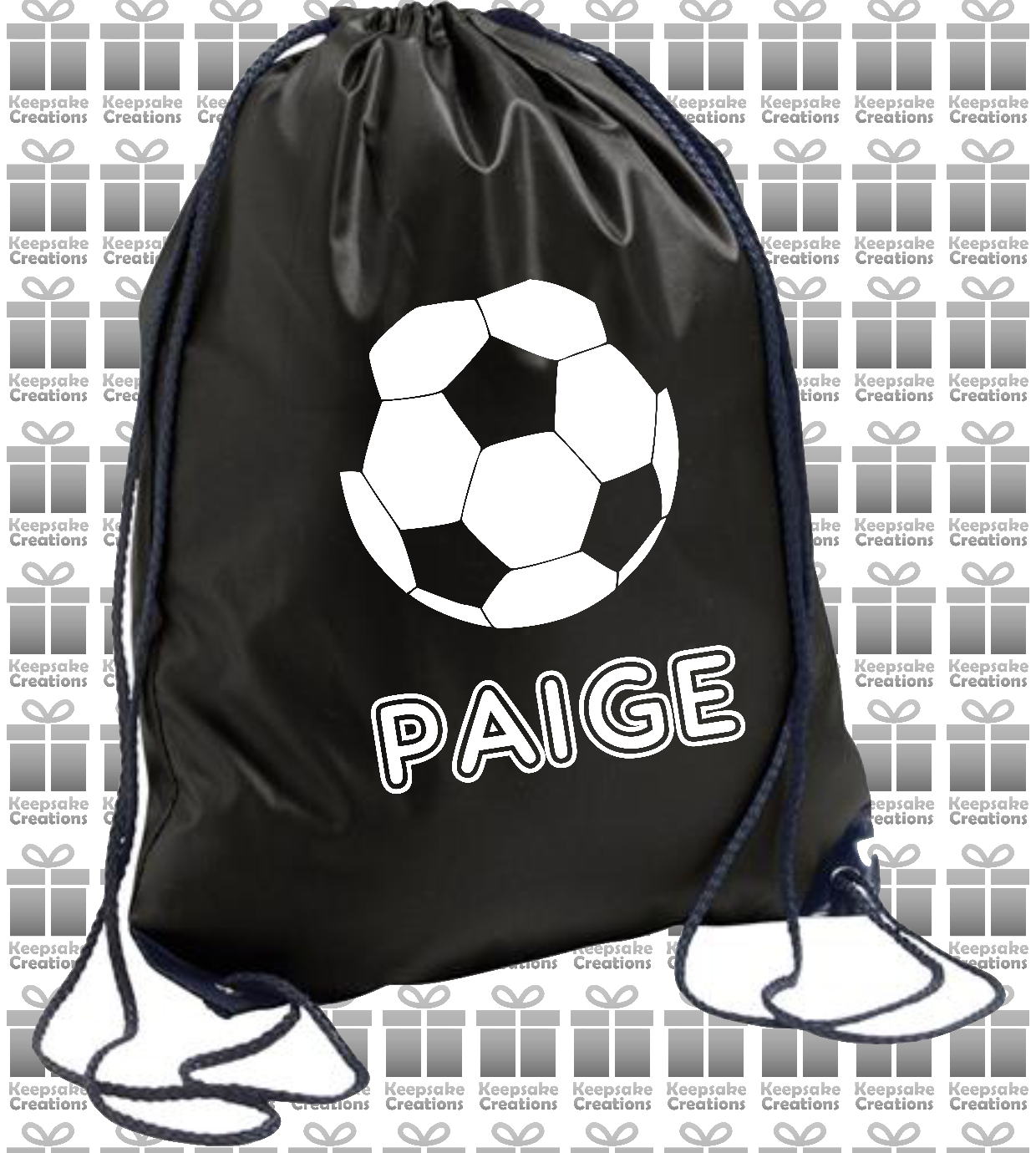 Personalised Football Design Drawstring Gym Bag