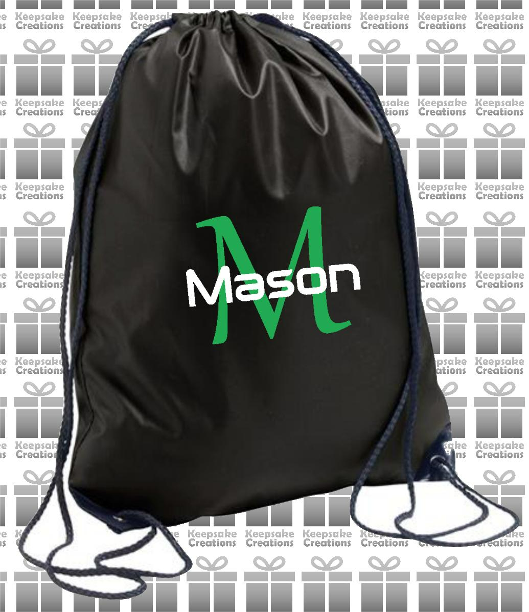 Personalised Monogram STANDARD Design Drawstring Gym Bag