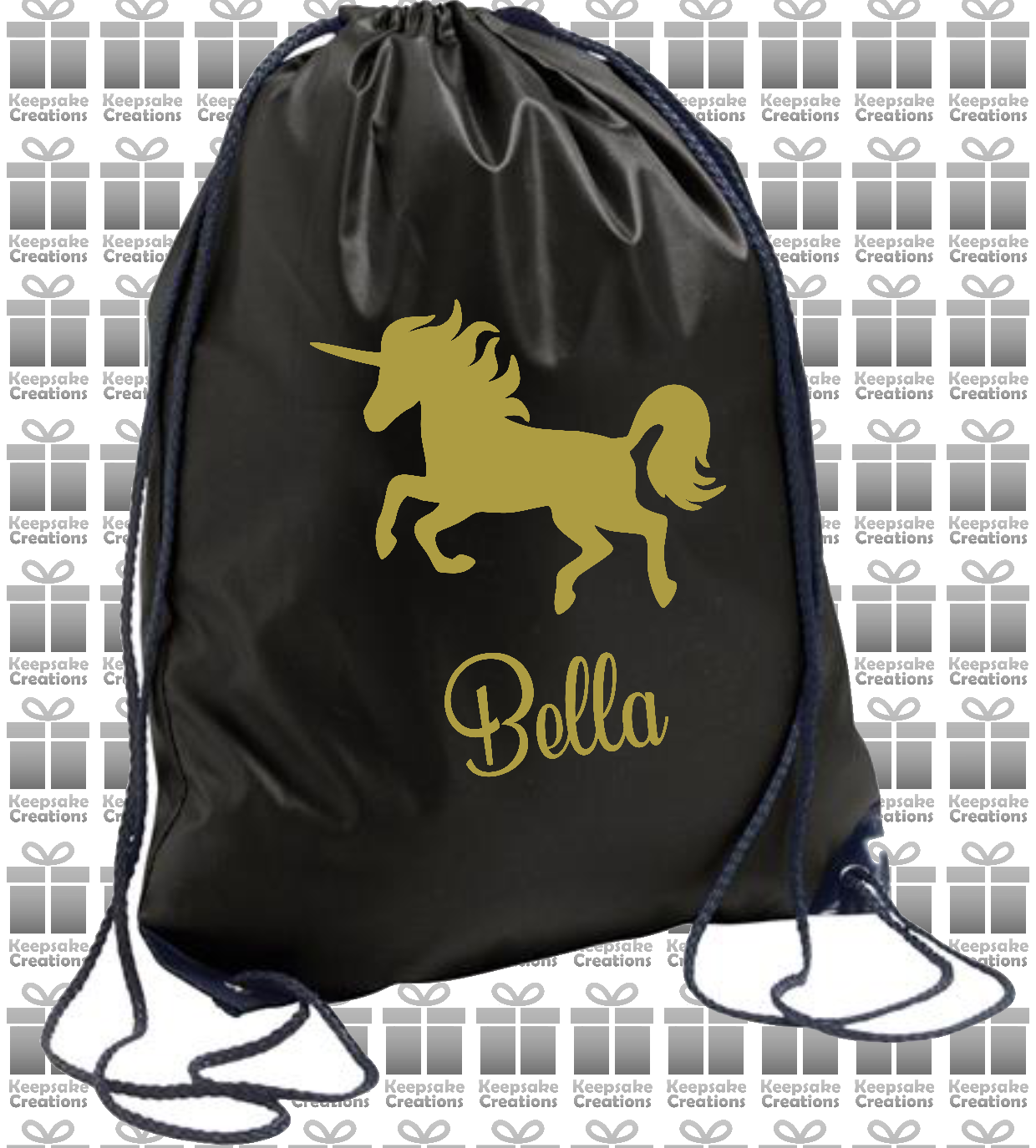 Personalised Unicorn Design Drawstring Gym Bag