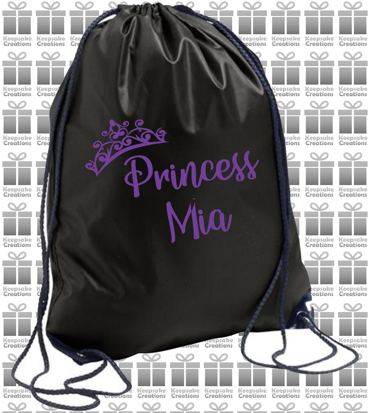 Personalised Princess Crown Design Drawstring Gym Bag
