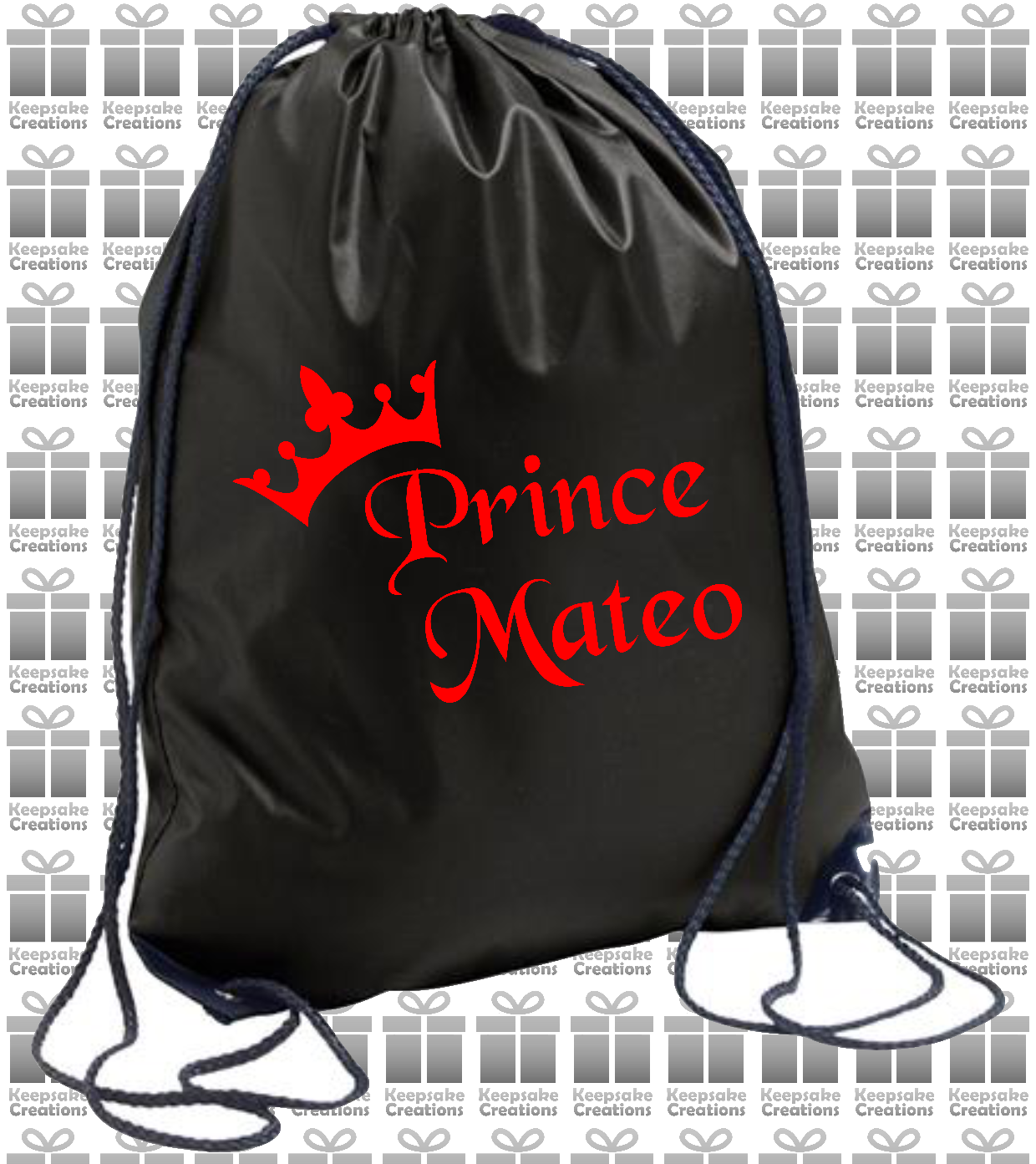 Personalised Prince Crown Design Drawstring Gym Bag