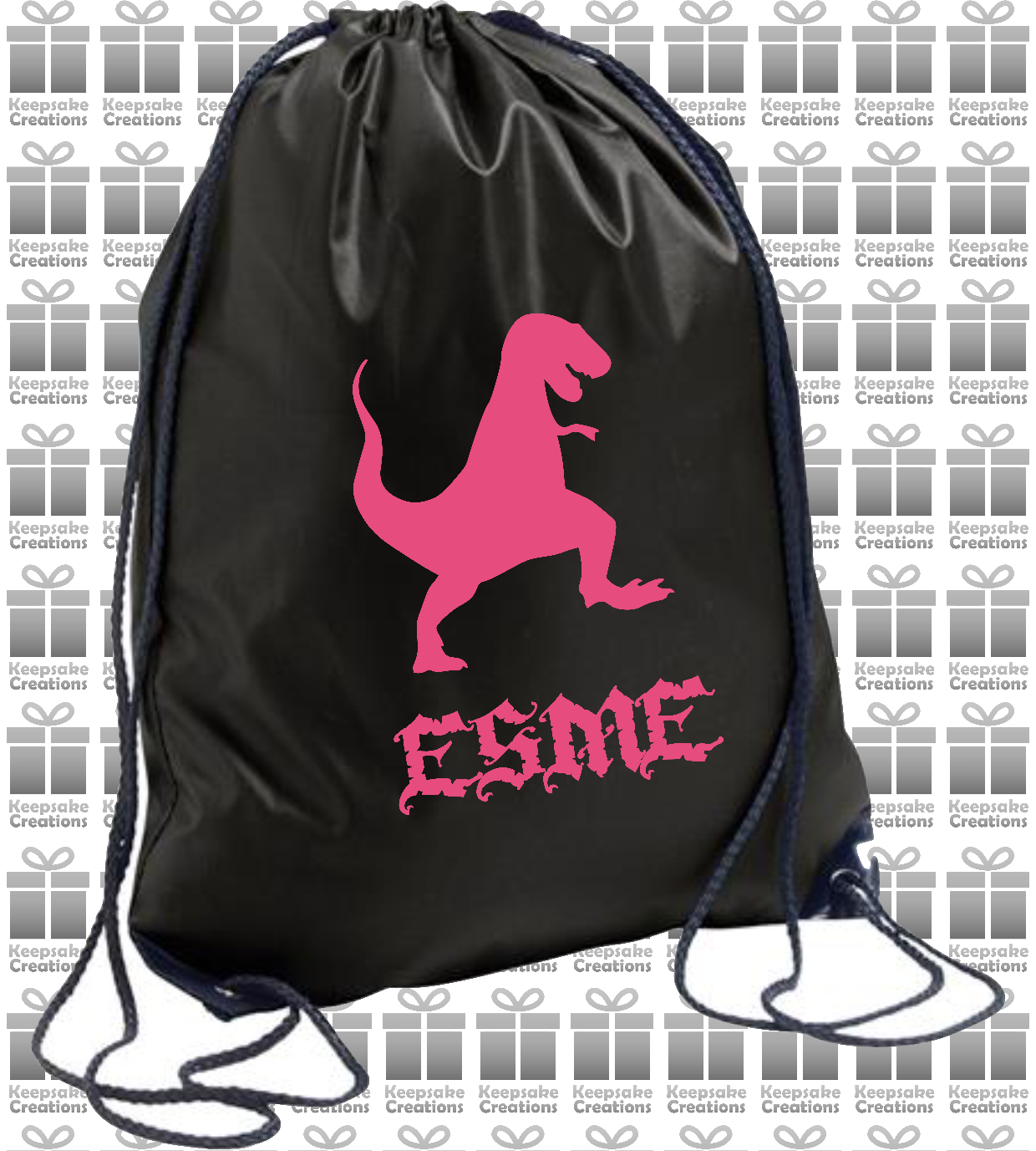 Personalised Dinosaur Design Drawstring Gym Bag