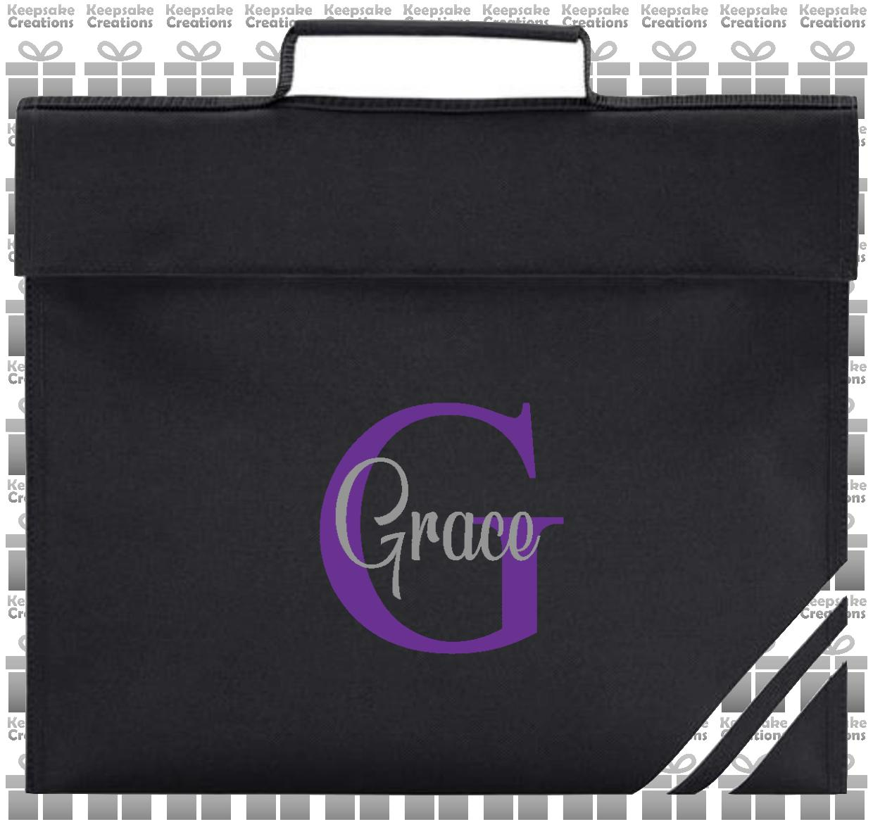 Personalised Monogram CURLY Design Book Bag