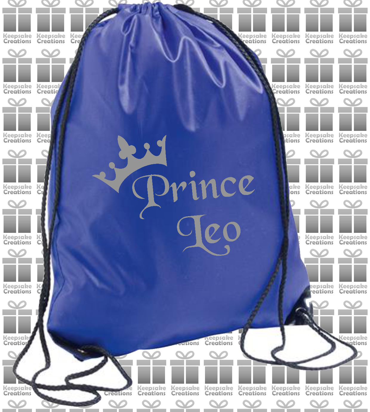 Personalised Prince Crown Design Drawstring Gym Bag