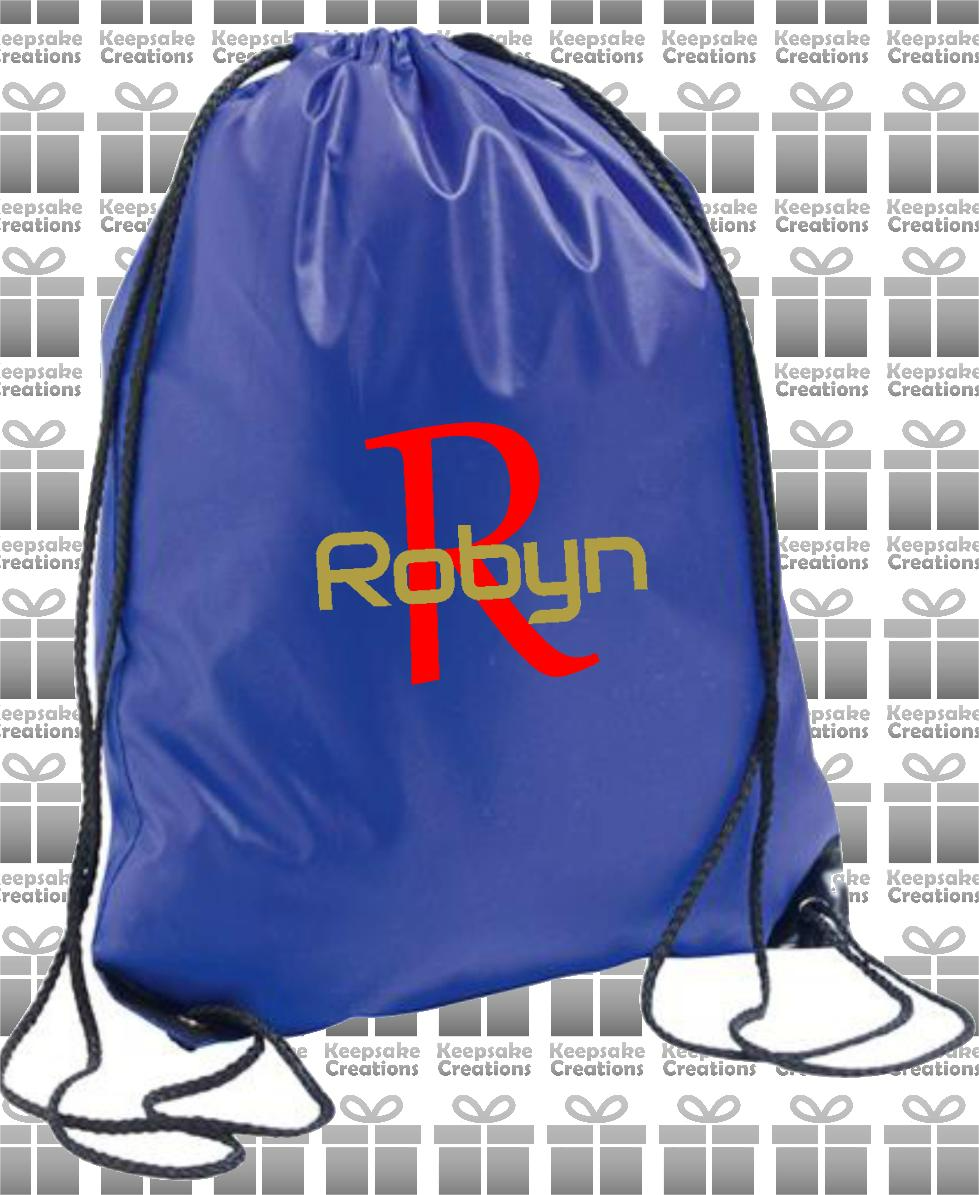 Personalised Monogram STANDARD Design Drawstring Gym Bag