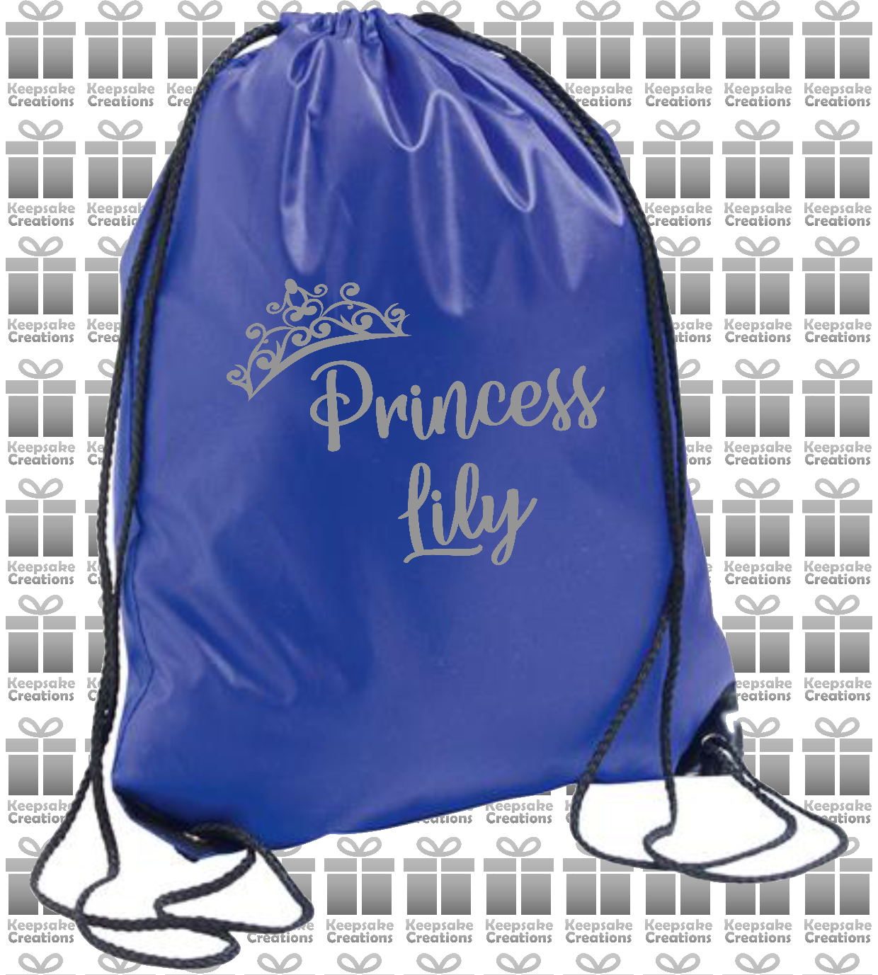 Personalised Princess Crown Design Drawstring Gym Bag