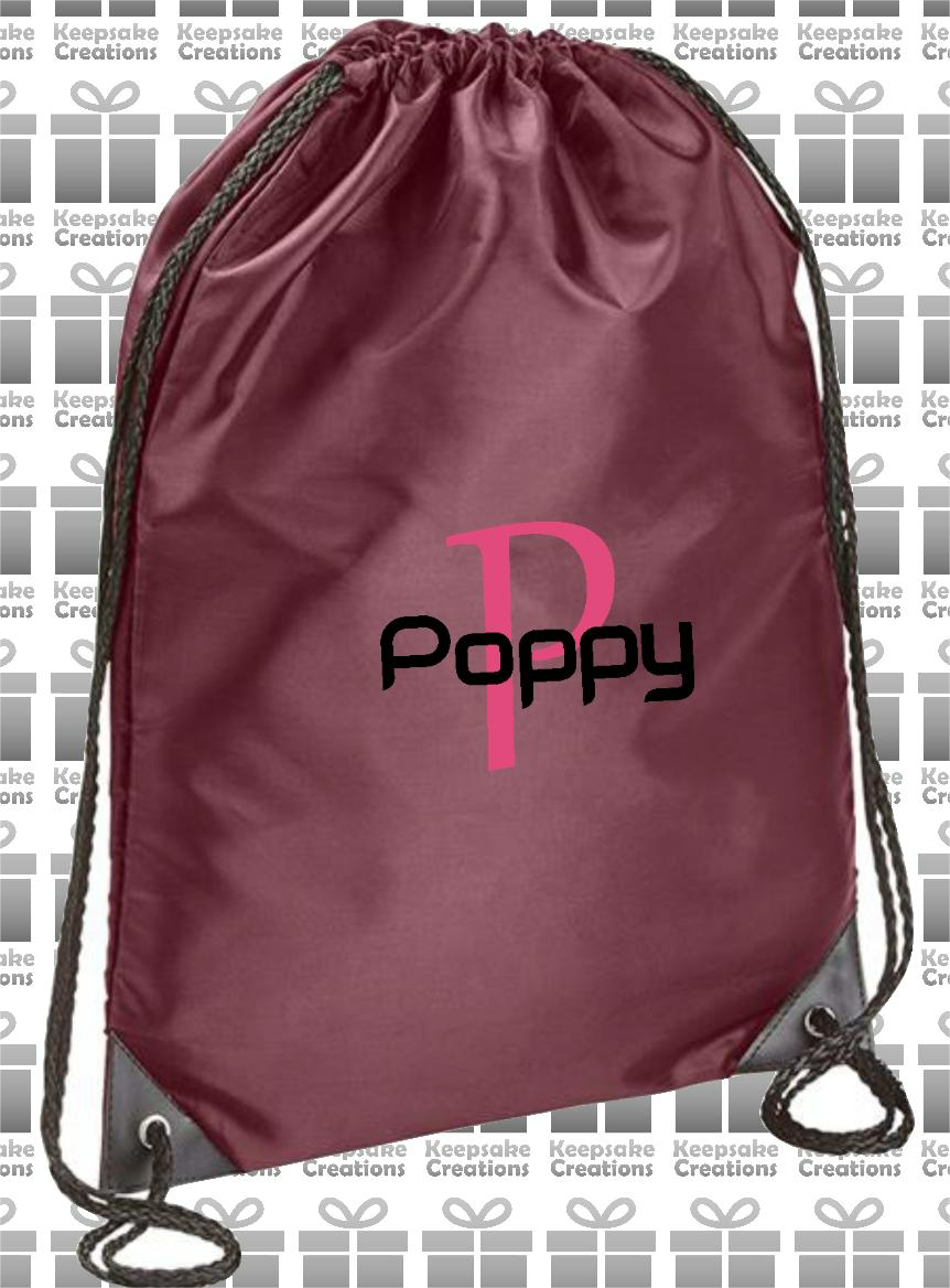 Personalised Monogram STANDARD Design Drawstring Gym Bag
