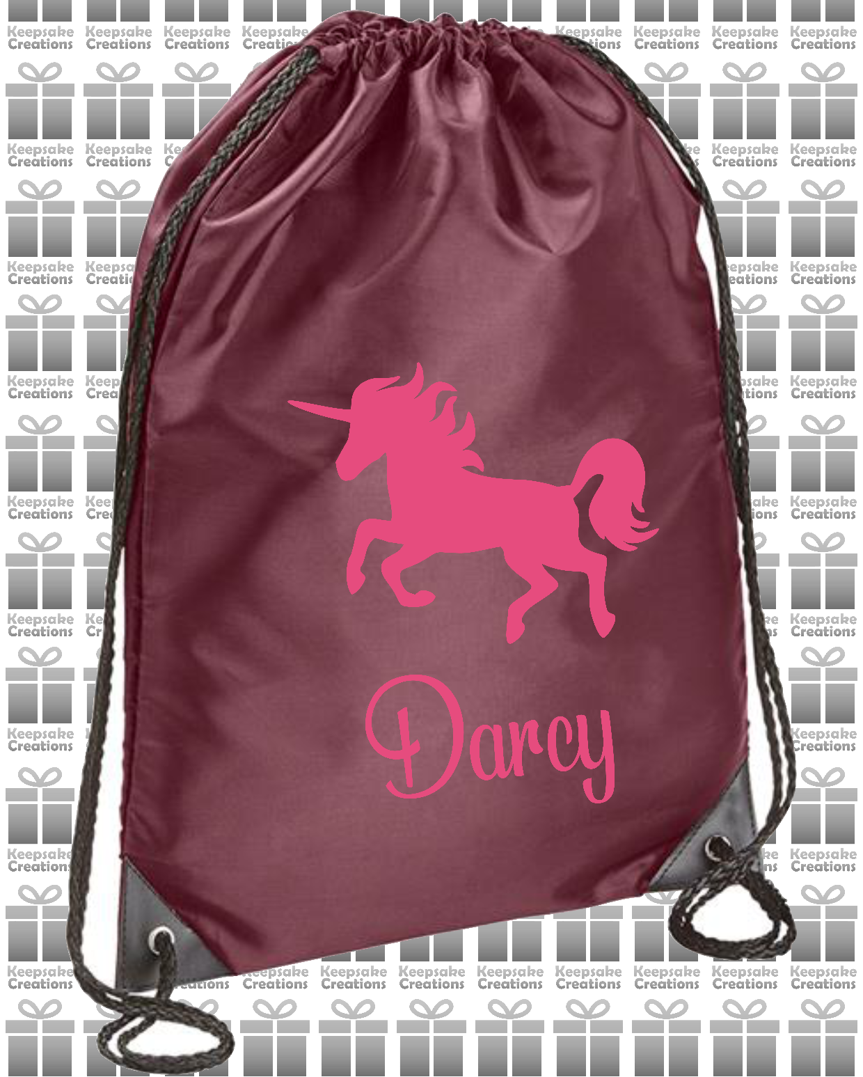Personalised Unicorn Design Drawstring Gym Bag