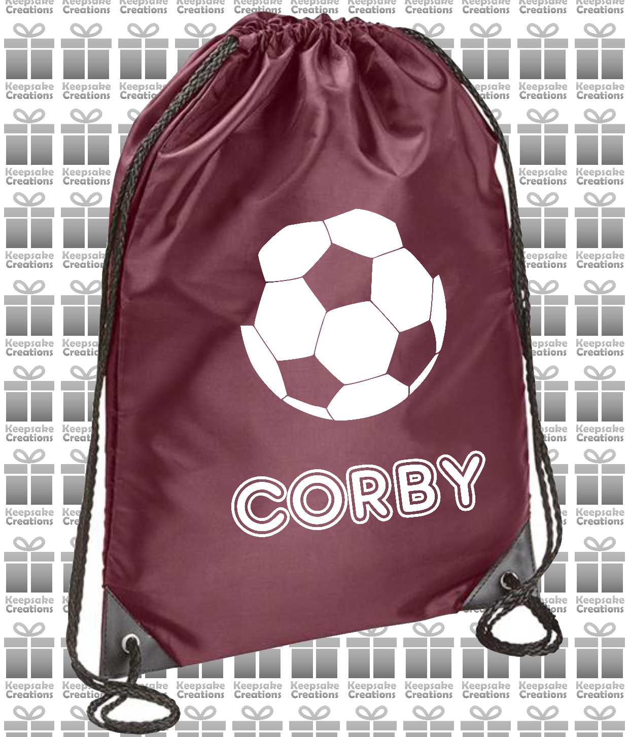 Personalised Football Design Drawstring Gym Bag