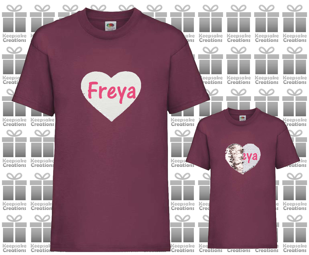 Personalised Kids Sequin Heart T-shirt #BNPY