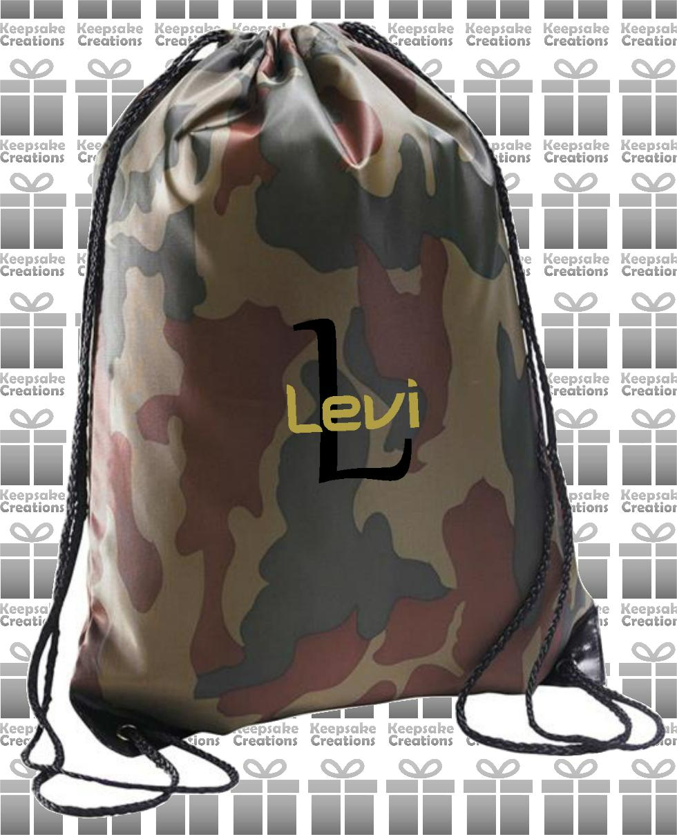 Personalised Monogram STANDARD Design Drawstring Gym Bag