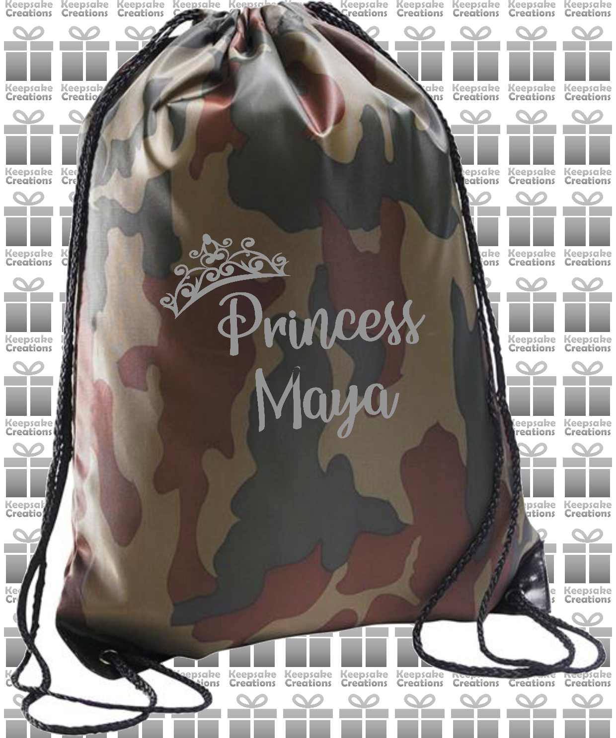 Personalised Princess Crown Design Drawstring Gym Bag