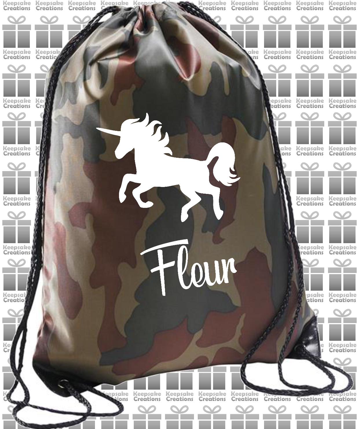 Personalised Unicorn Design Drawstring Gym Bag