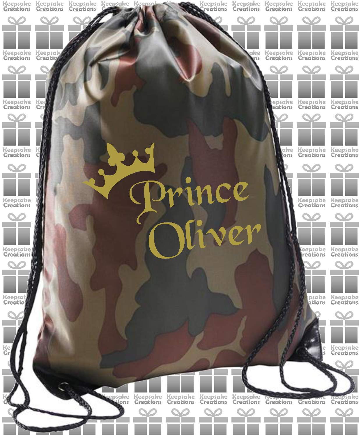 Personalised Prince Crown Design Drawstring Gym Bag