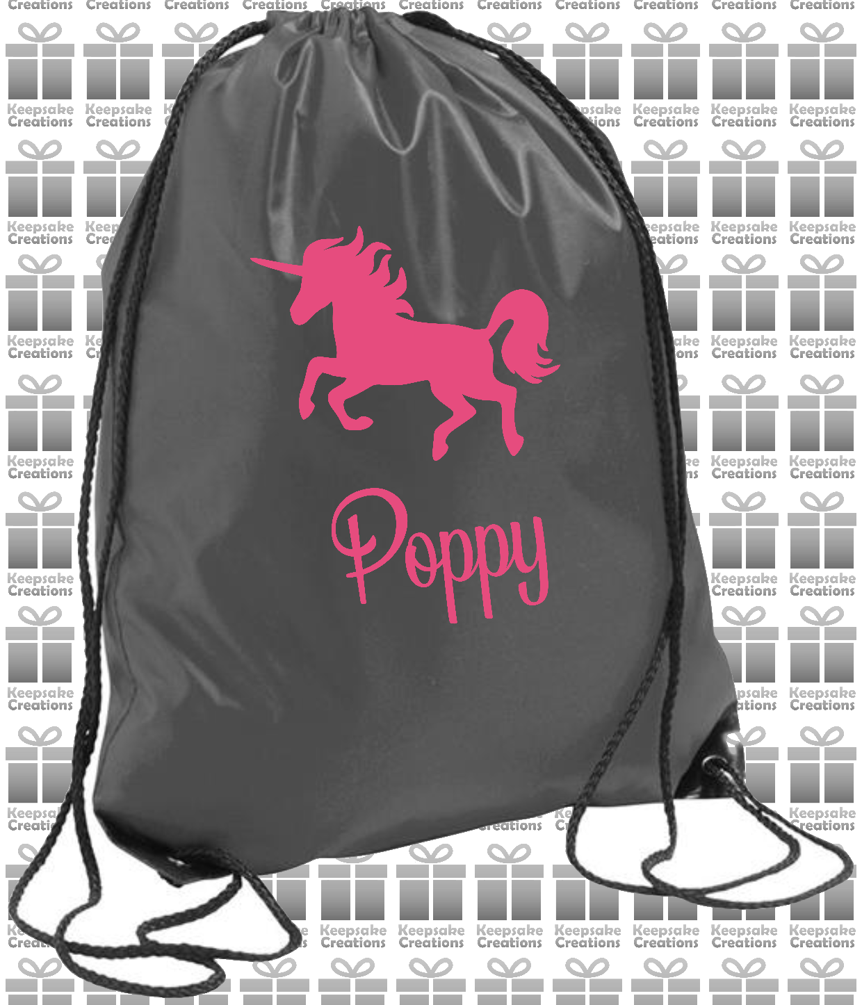 Personalised Unicorn Design Drawstring Gym Bag