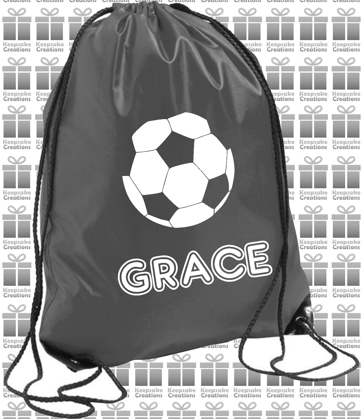 Personalised Football Design Drawstring Gym Bag
