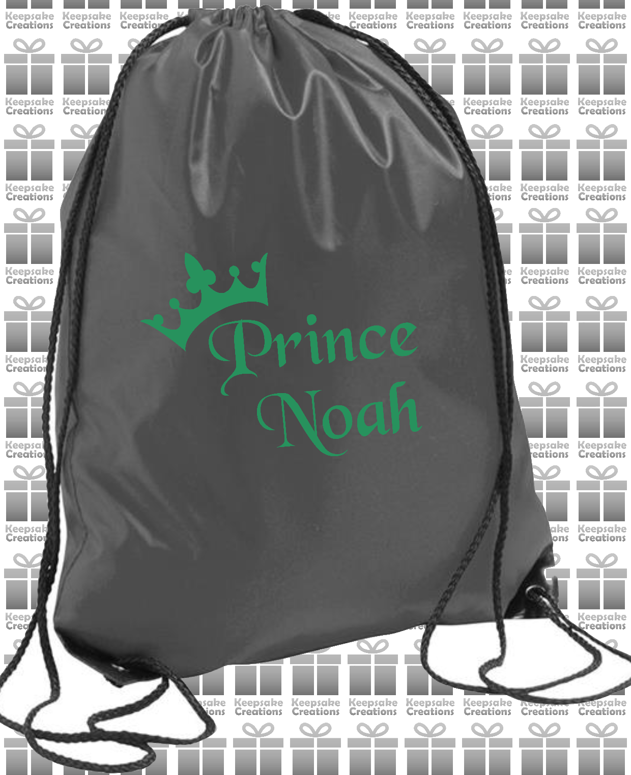 Personalised Prince Crown Design Drawstring Gym Bag