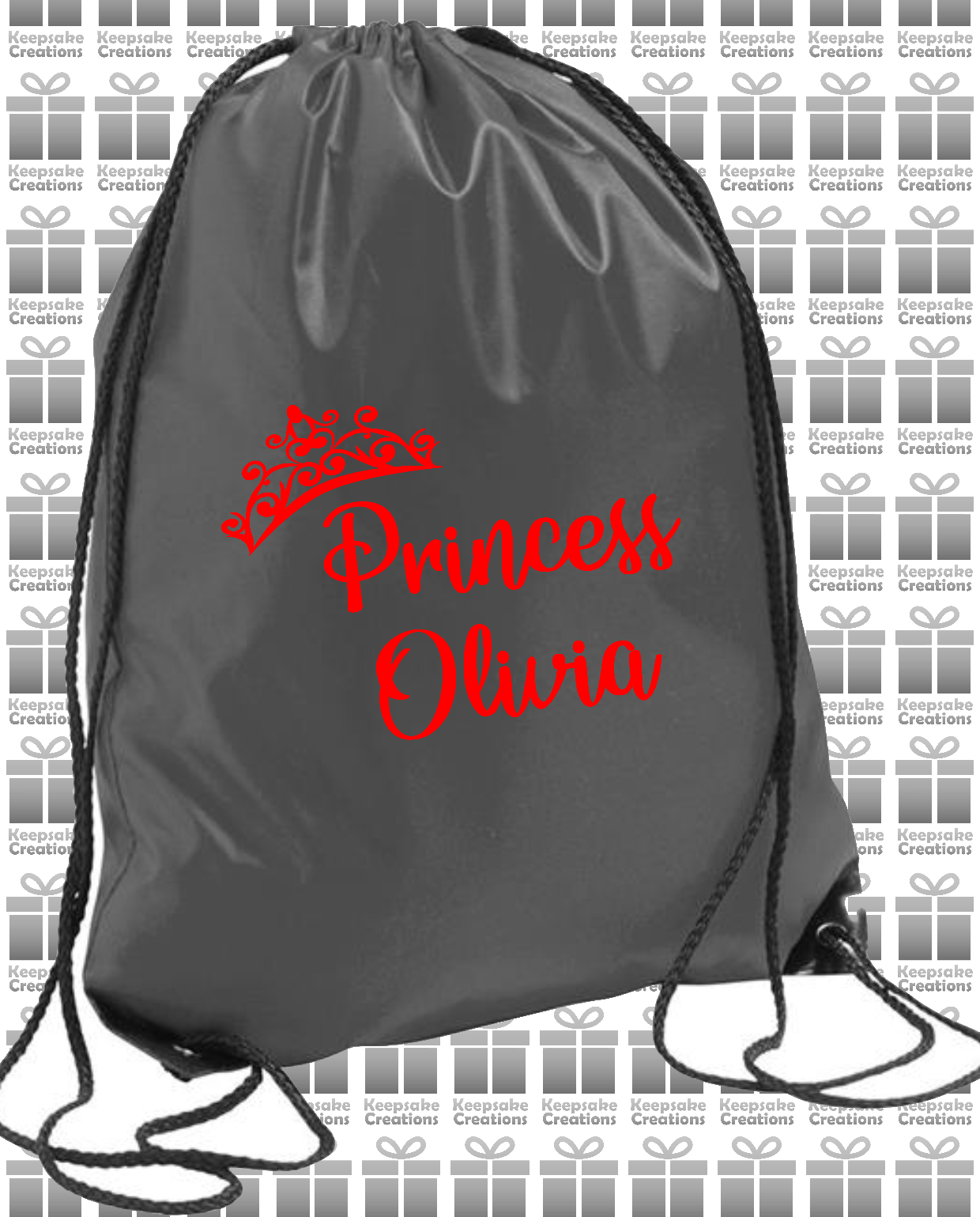 Personalised Princess Crown Design Drawstring Gym Bag