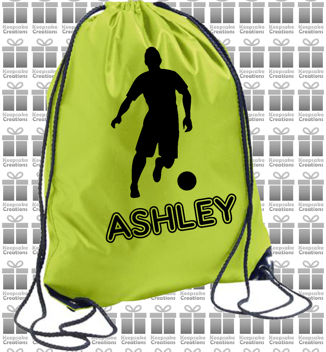 Personalised Football Player Design Drawstring Gym Bag