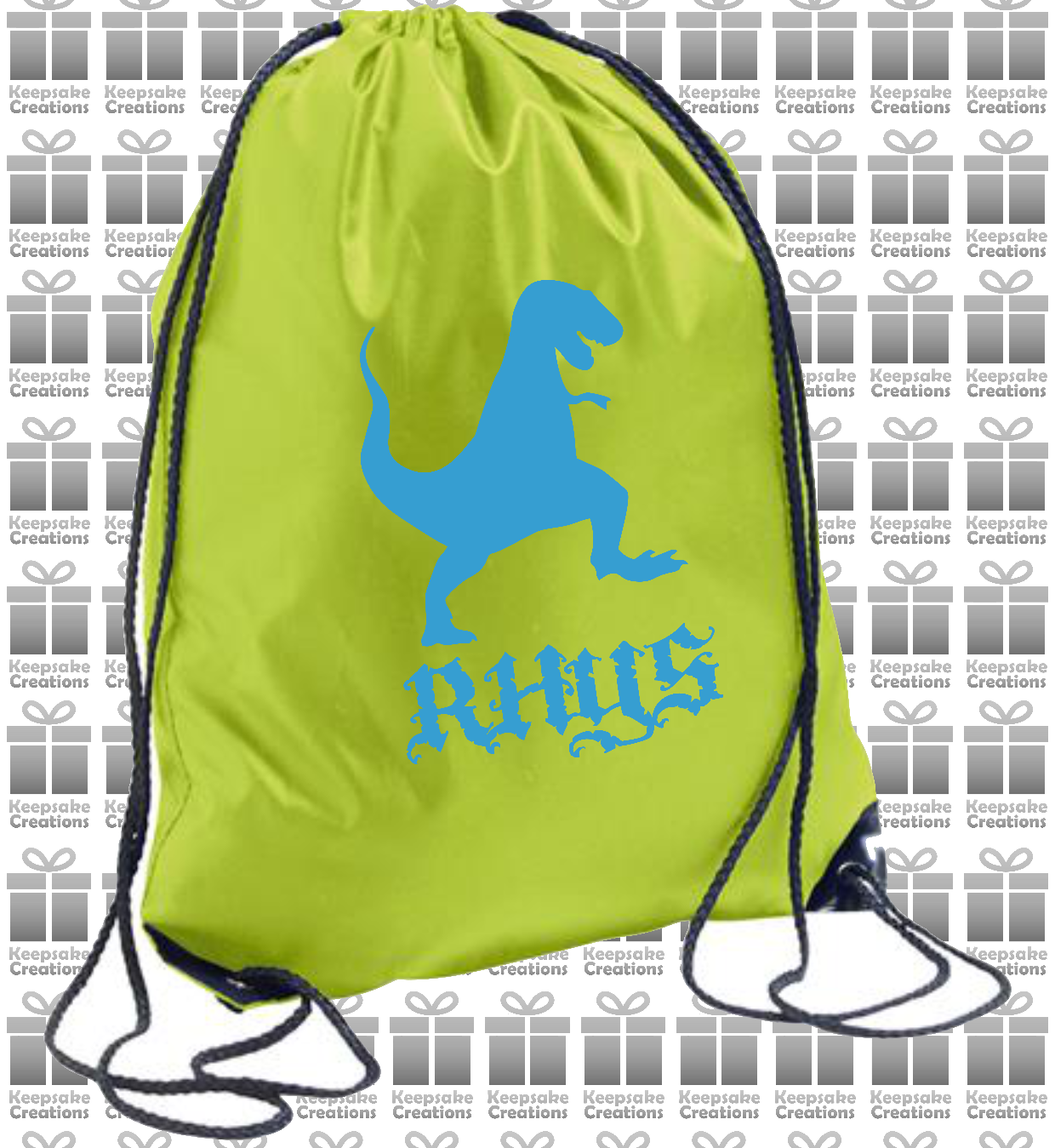 Personalised Dinosaur Design Drawstring Gym Bag