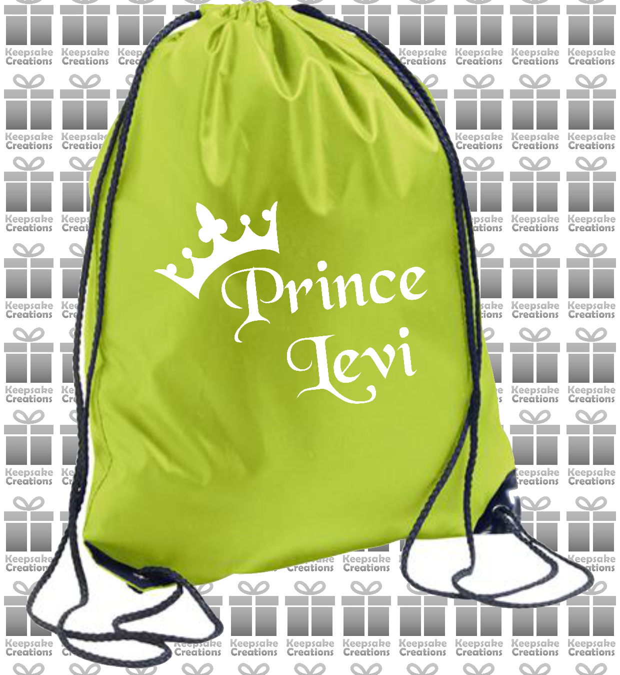Personalised Prince Crown Design Drawstring Gym Bag
