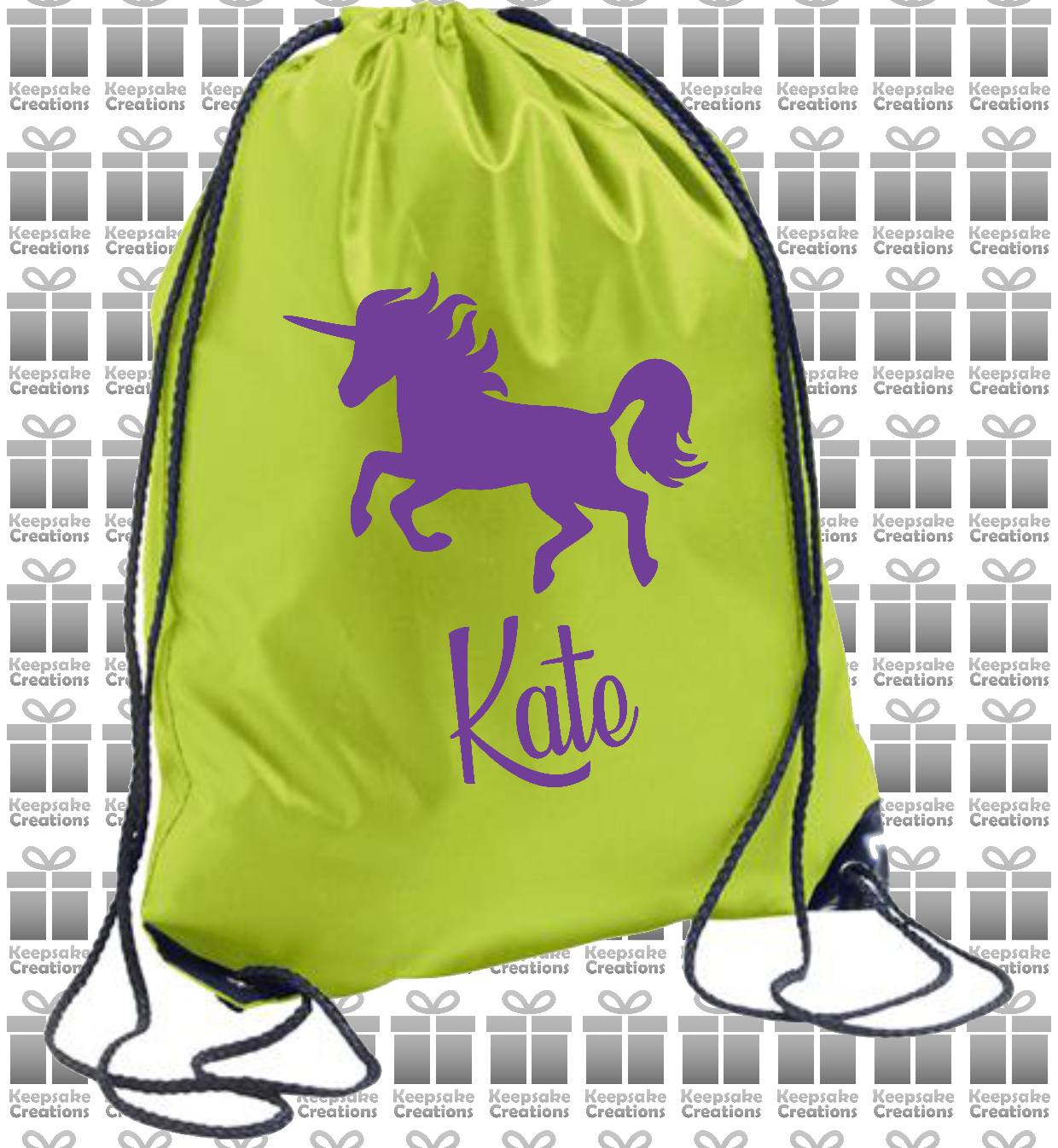 Personalised Unicorn Design Drawstring Gym Bag