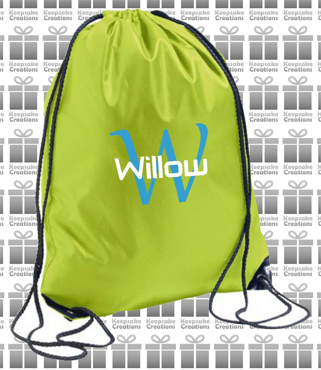 Personalised Monogram STANDARD Design Drawstring Gym Bag