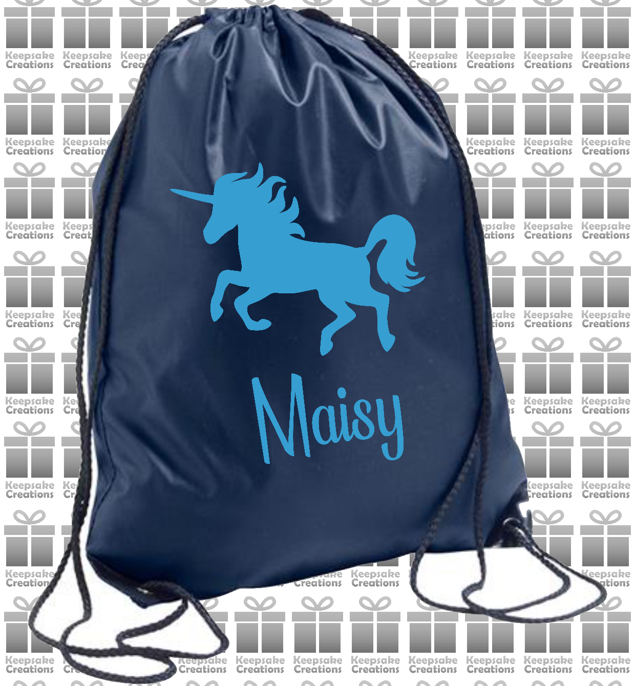 Personalised Unicorn Design Drawstring Gym Bag