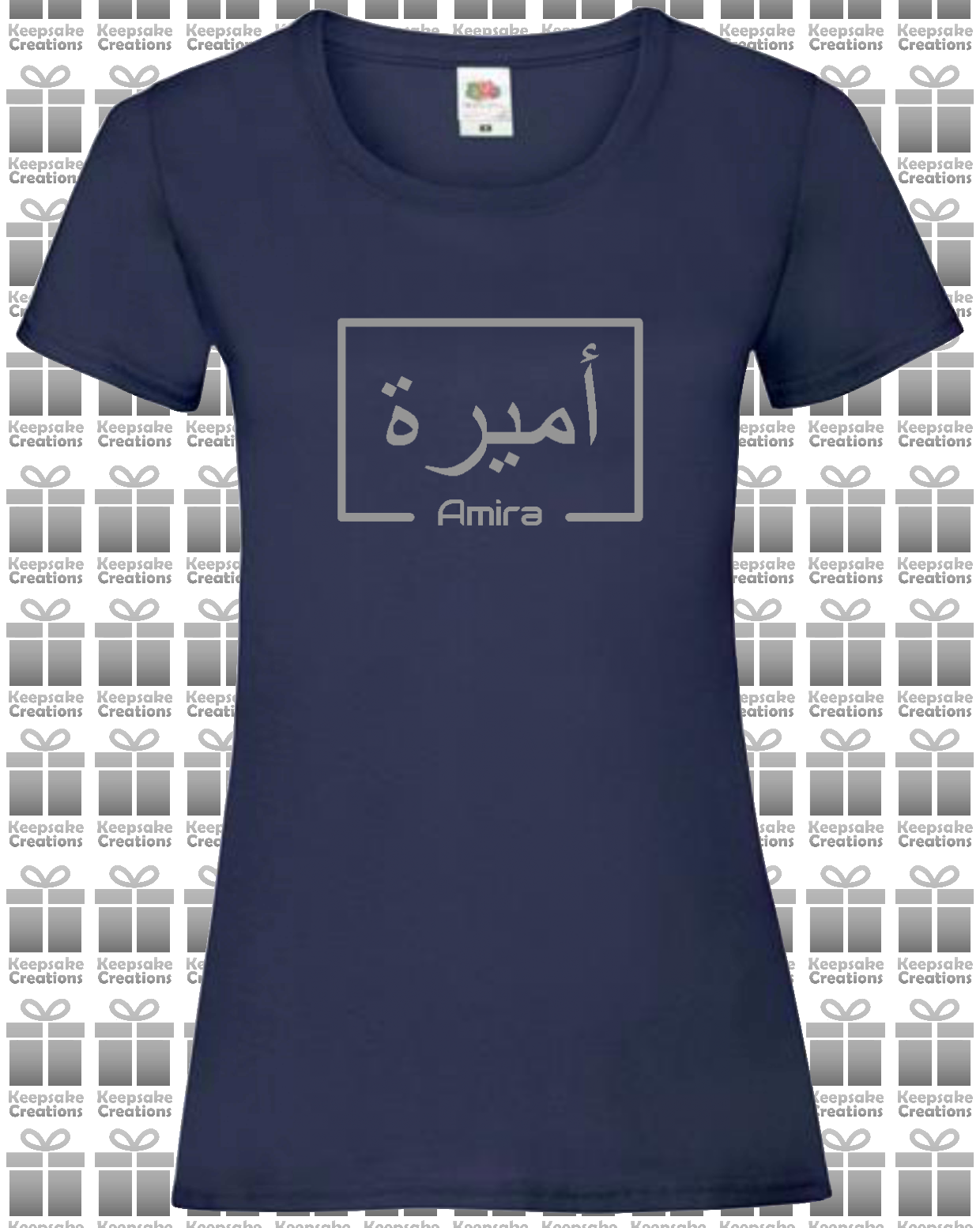 Personalised Women's Arabic English Box T-shirt #BNO