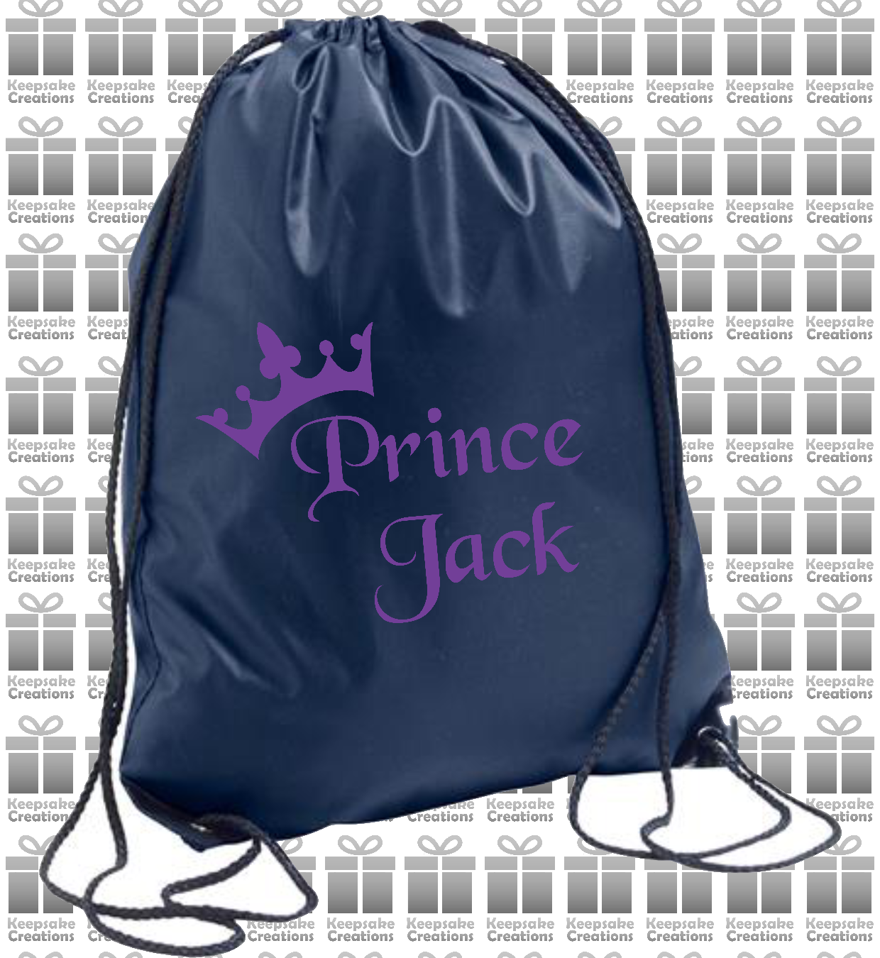 Personalised Prince Crown Design Drawstring Gym Bag