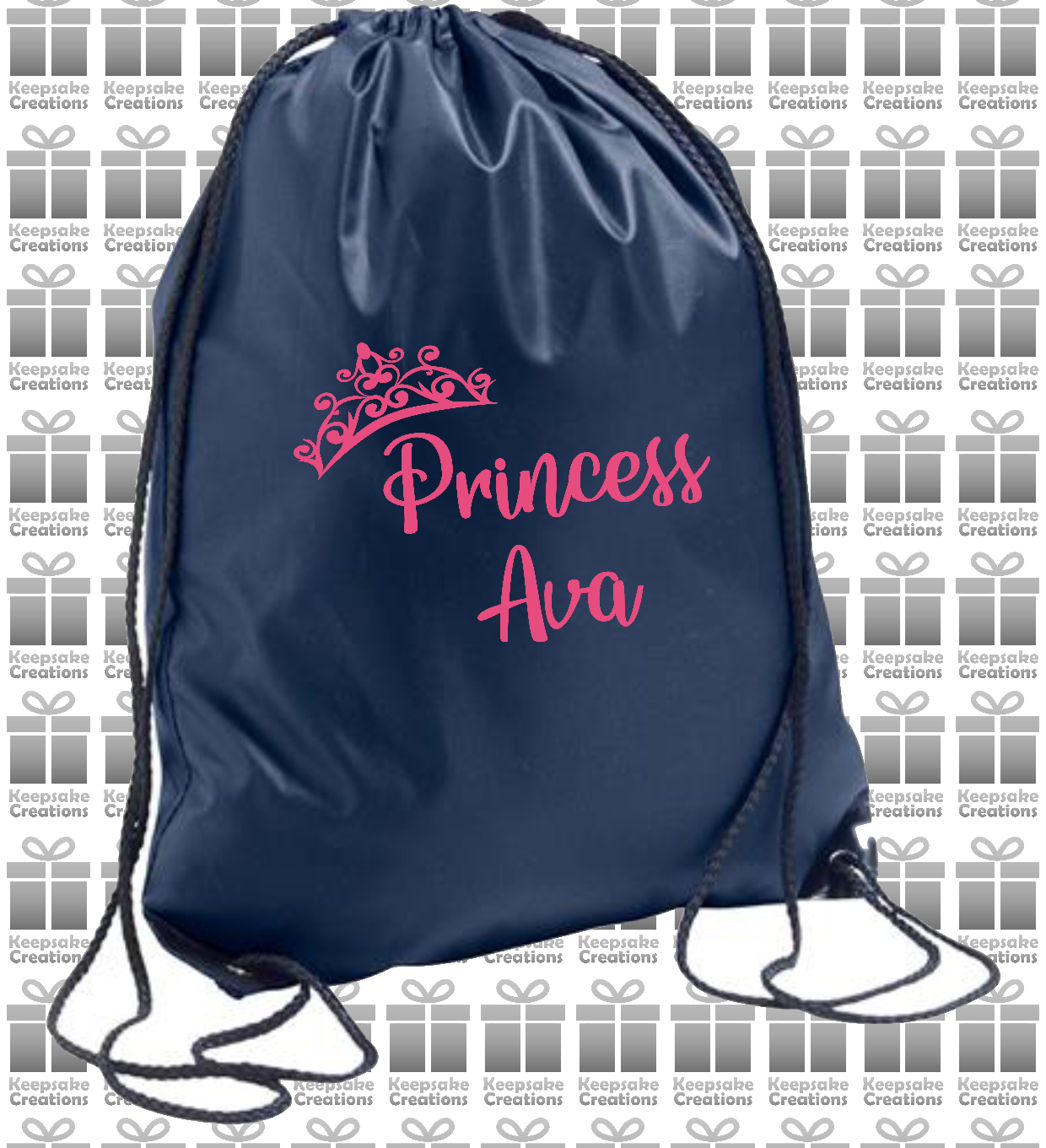 Personalised Princess Crown Design Drawstring Gym Bag