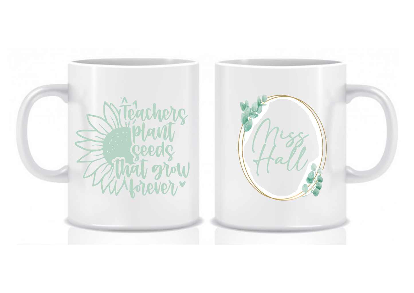 Mint Green Floral Design, 'Teachers Plant Seeds that Grow Forever' Thank You Gift Mug