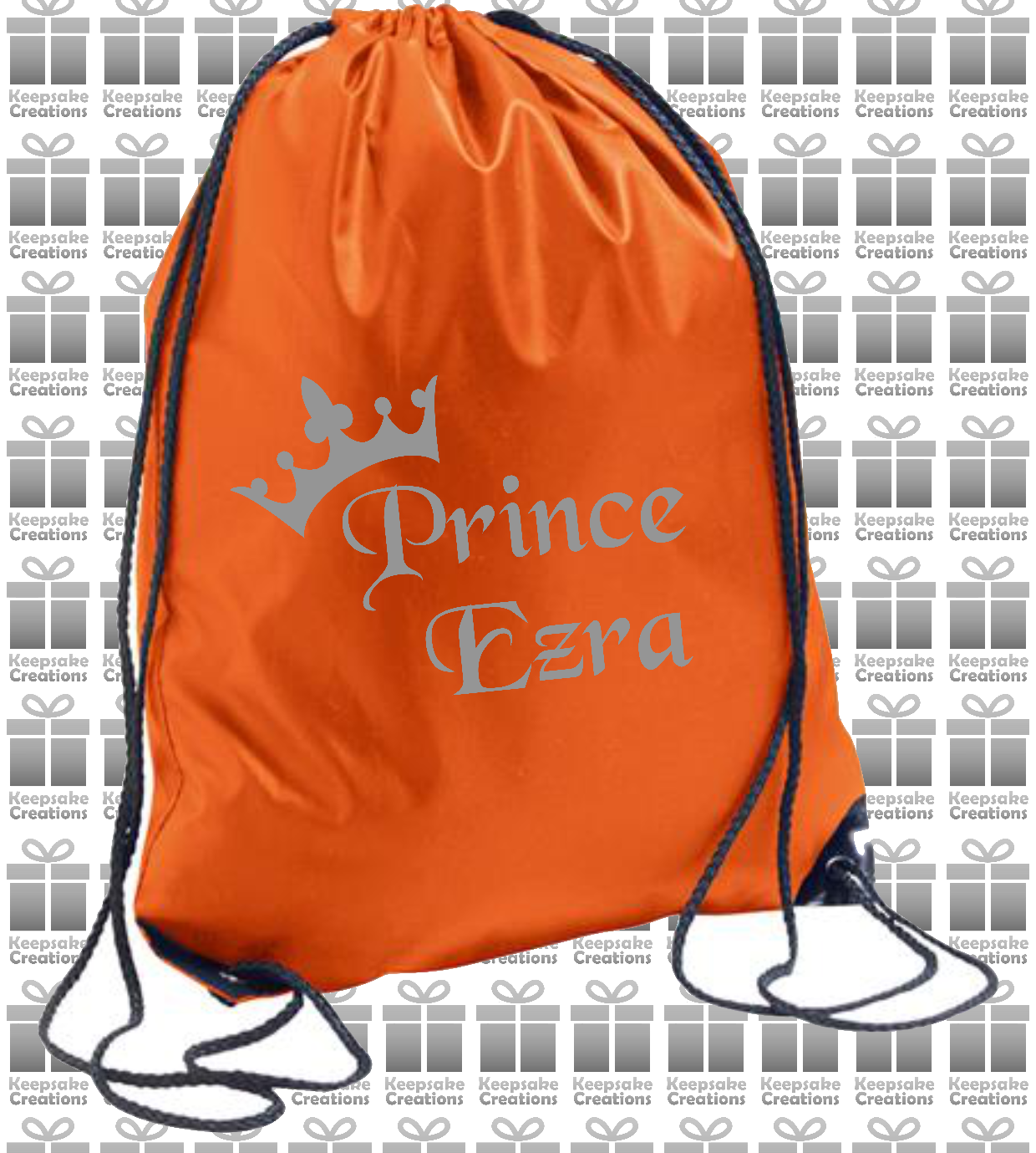 Personalised Prince Crown Design Drawstring Gym Bag
