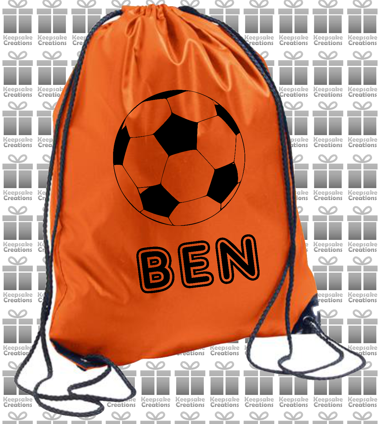Personalised Football Design Drawstring Gym Bag