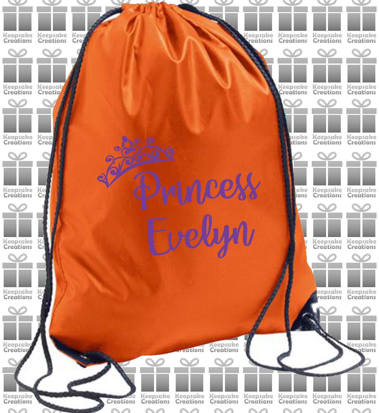 Personalised Princess Crown Design Drawstring Gym Bag