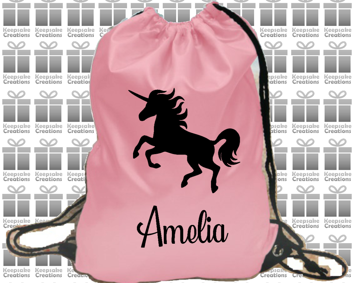 Personalised Unicorn Design Drawstring Gym Bag