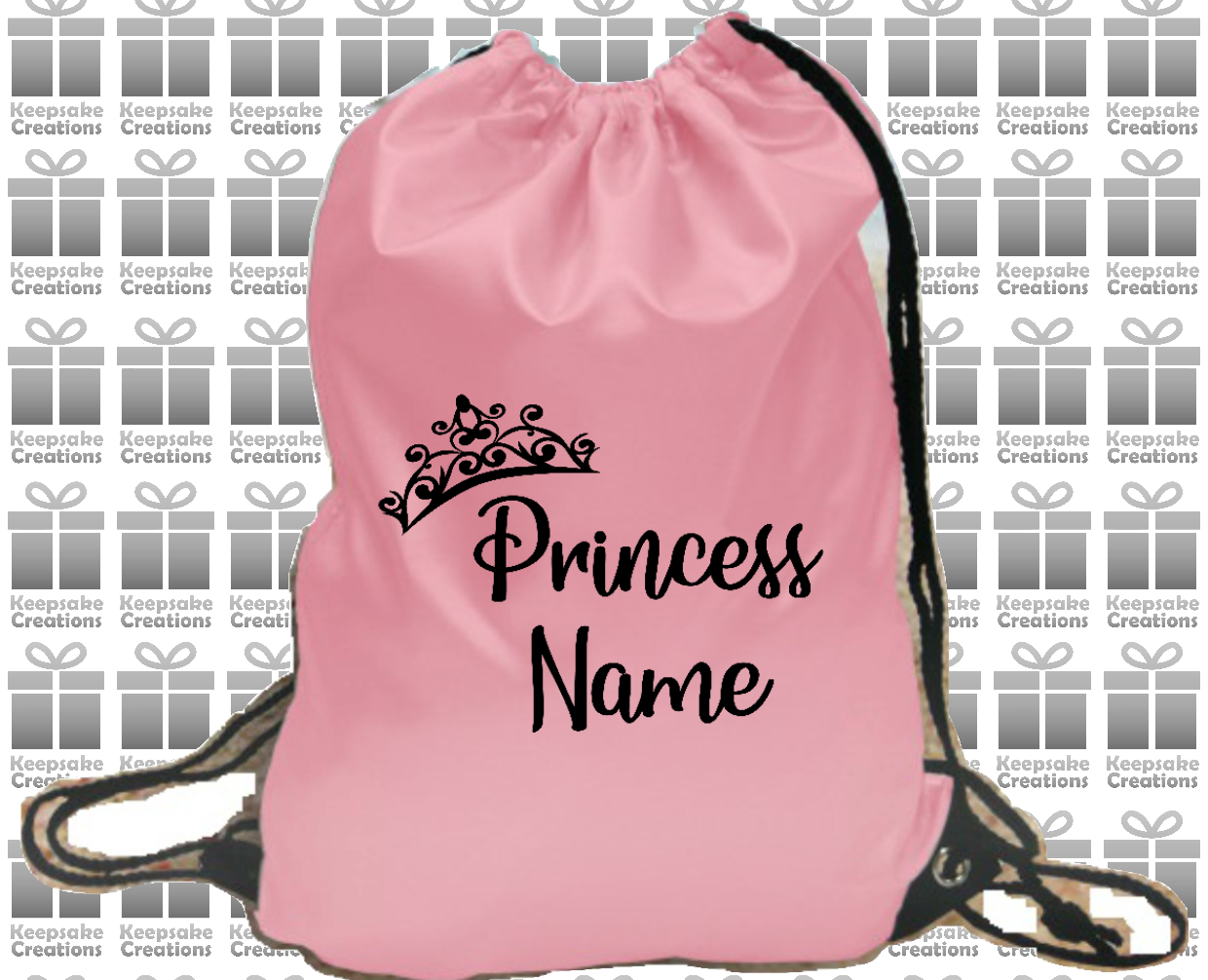 Personalised Princess Crown Design Drawstring Gym Bag
