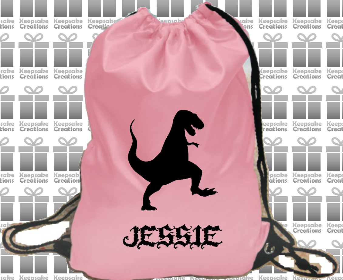 Personalised Dinosaur Design Drawstring Gym Bag