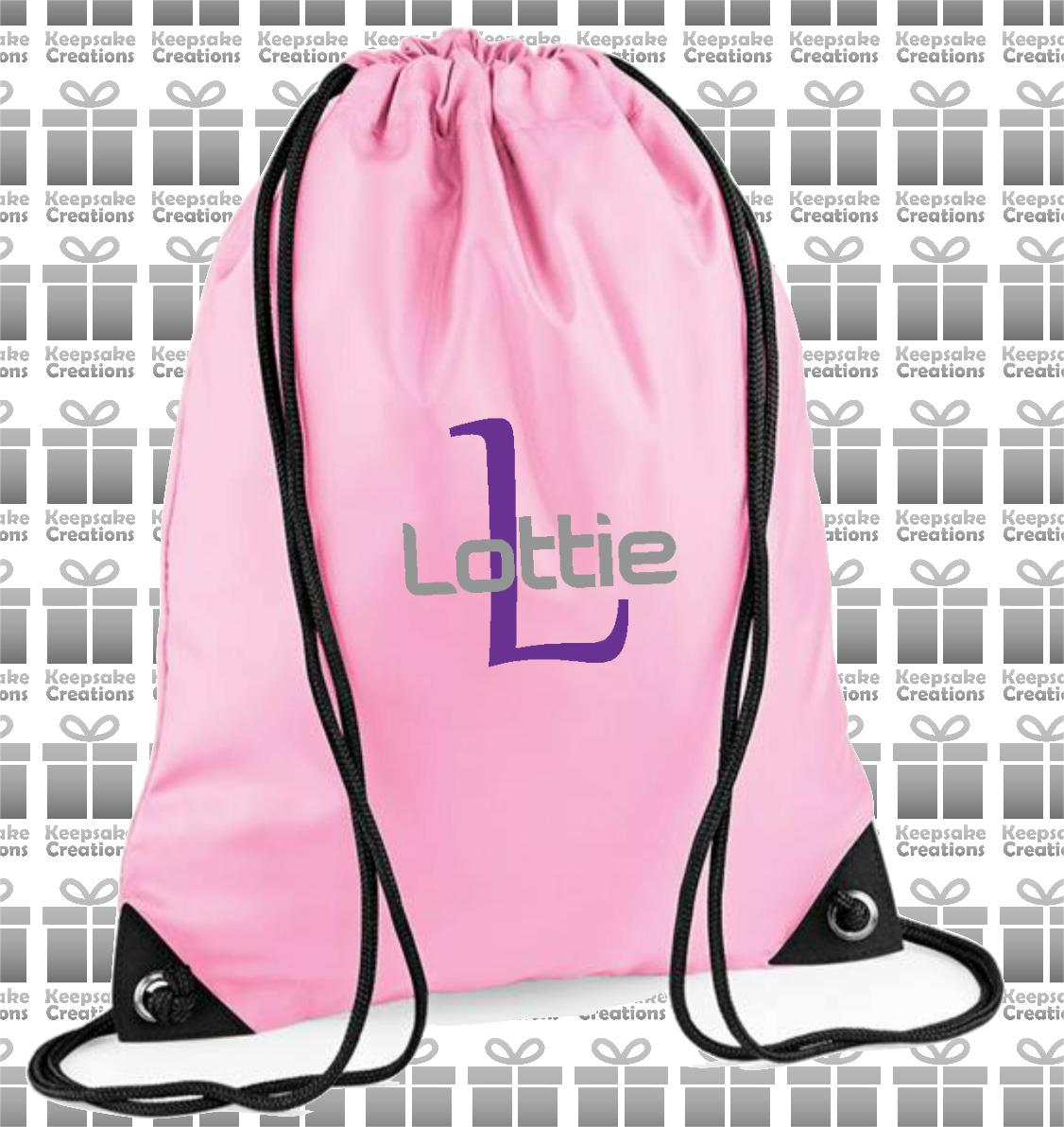 Personalised Monogram STANDARD Design Drawstring Gym Bag