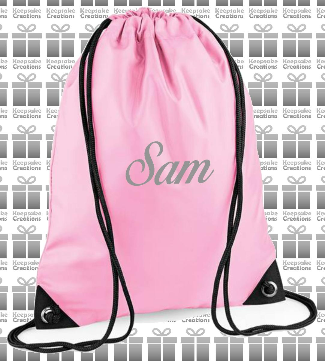 Personalised CURLY Design Drawstring Gym Bag