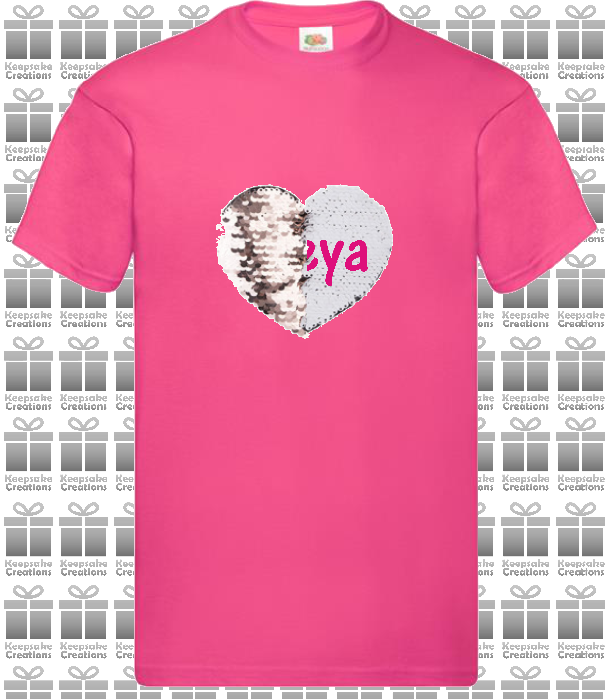 Personalised Unisex Standard Flip Sequin Heart T-shirt #AGP